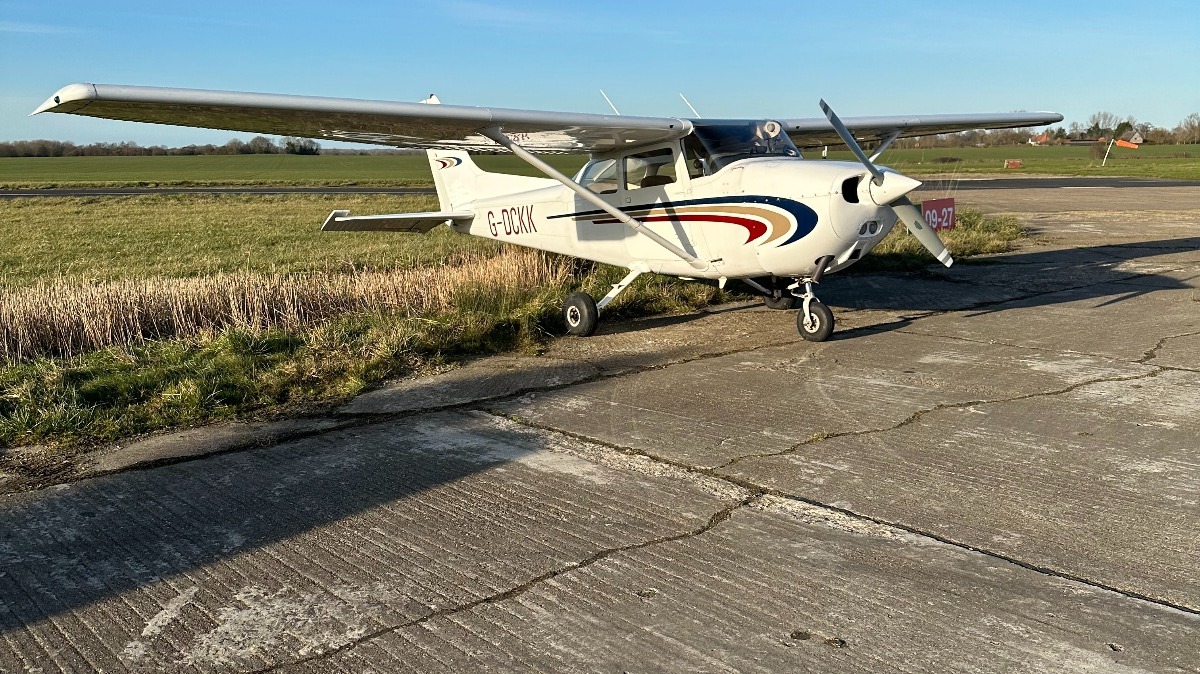 Cessna 172 G-DCKK parked on the ramp at Beccles Aerodrome EGSM