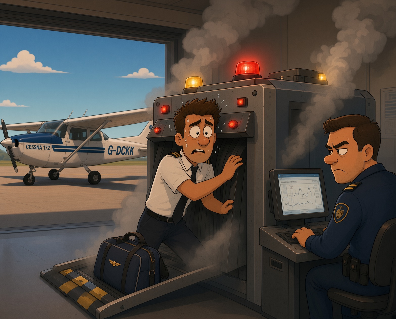 Pilot trying not to let the Xray machine explode