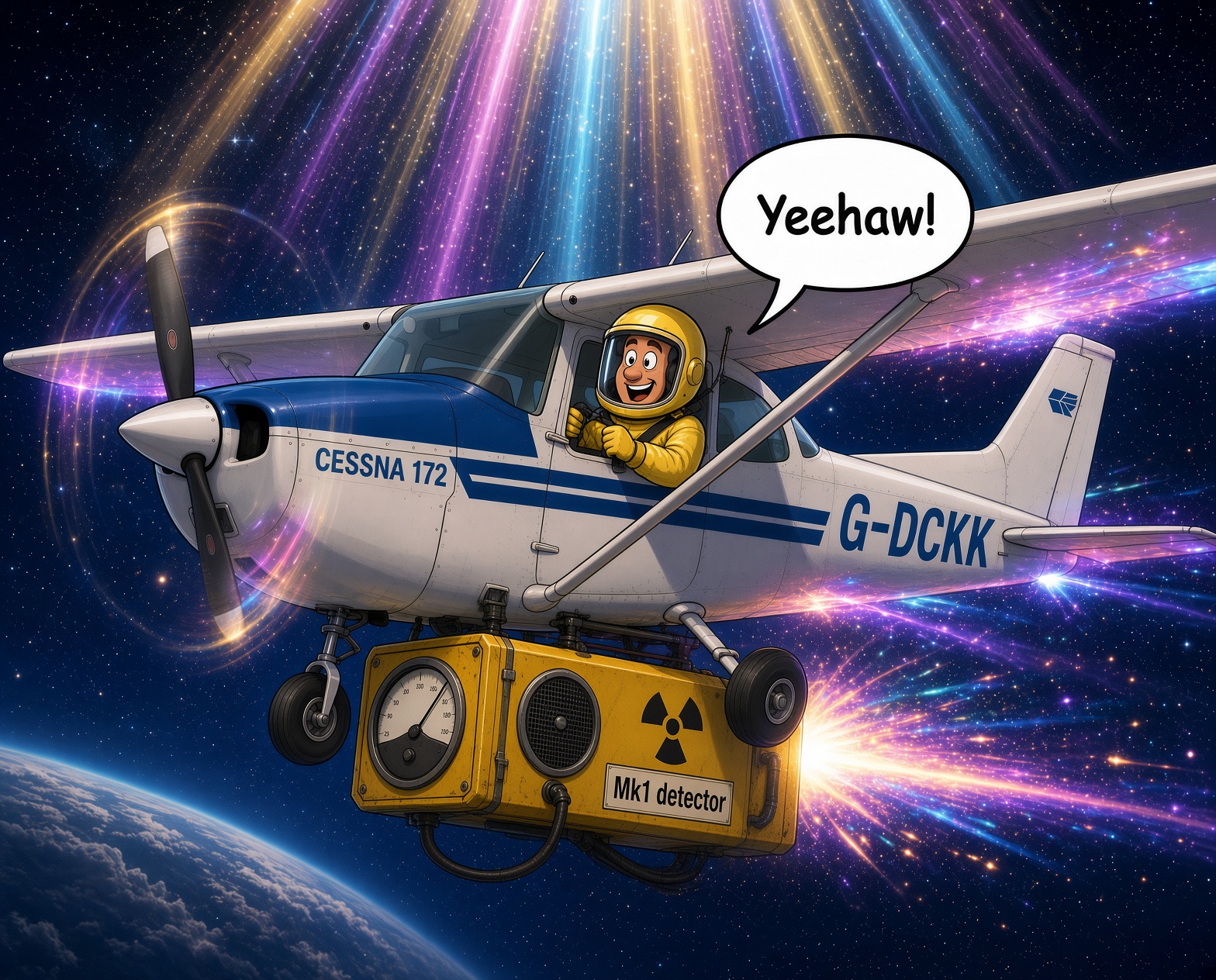 Cartoon Cessna with a Mk 1v Radiation detector slung underneath 